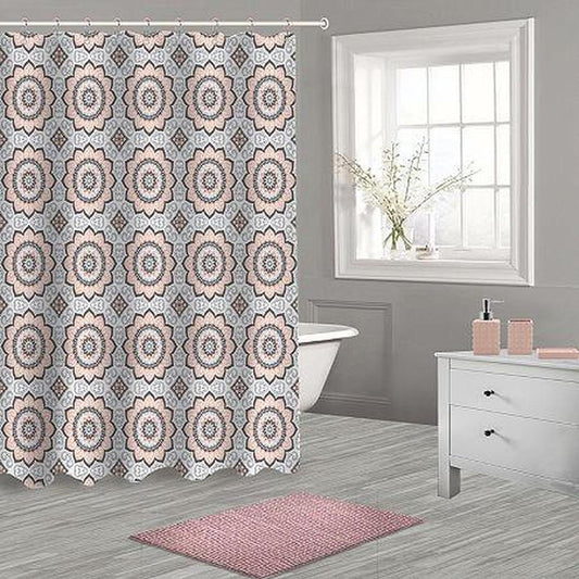 Popular Bath Shower Curtain 17 Piece Bath Set, Blush