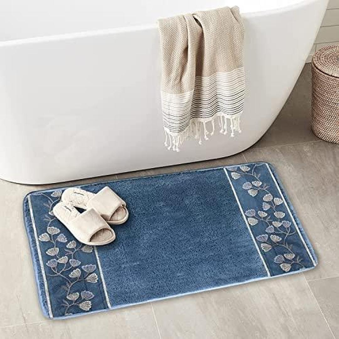 Popular Bath Capri Collection, Bath Rug, Slate Blue