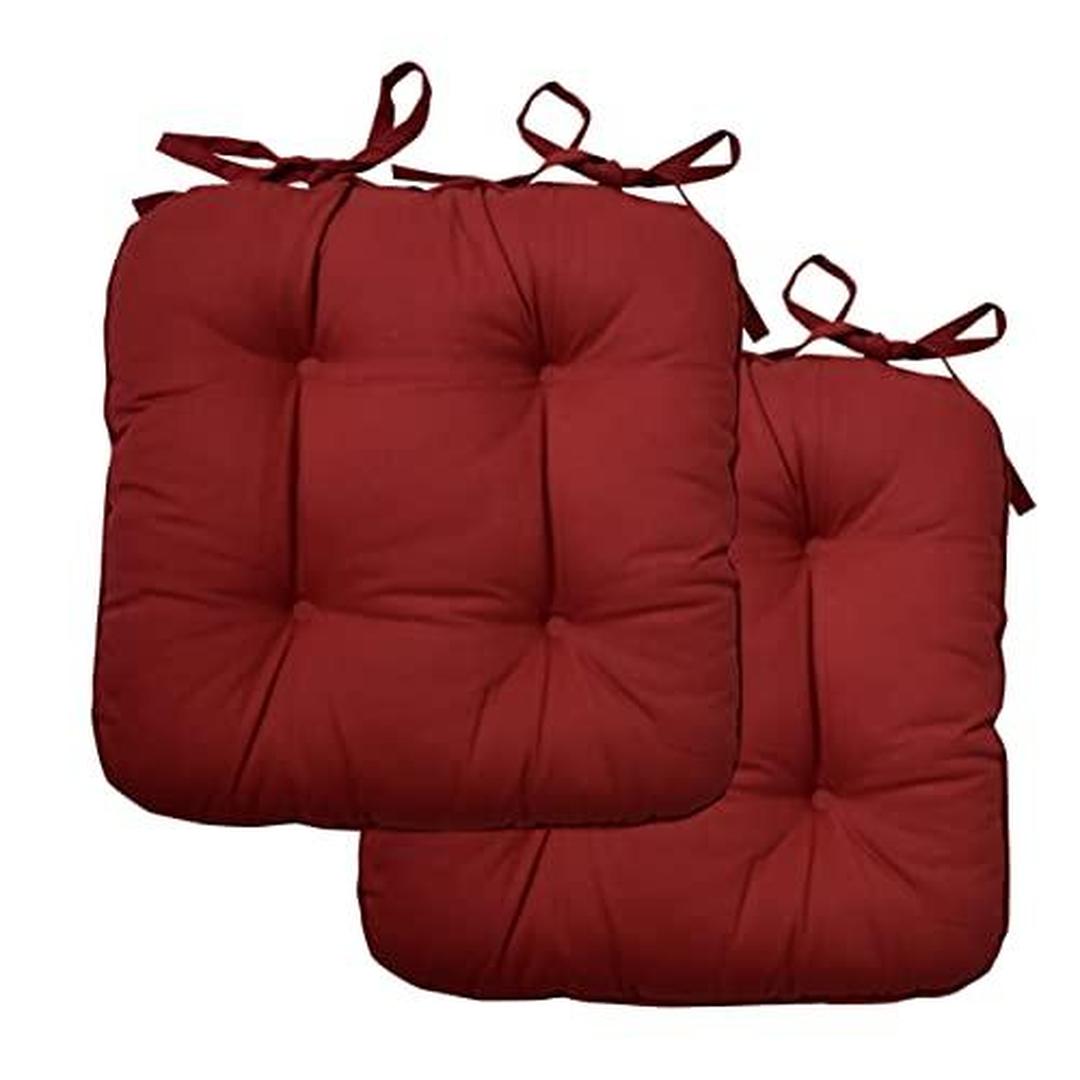 Popular Home Seat Cushion Pad, 2 Count (Pack of 1), Merida Red