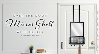 WALL DECORATION WITH BASKET & HOOKS IN BLACK & WHITE - SIZE: 11" x 18.7" x 3.1"