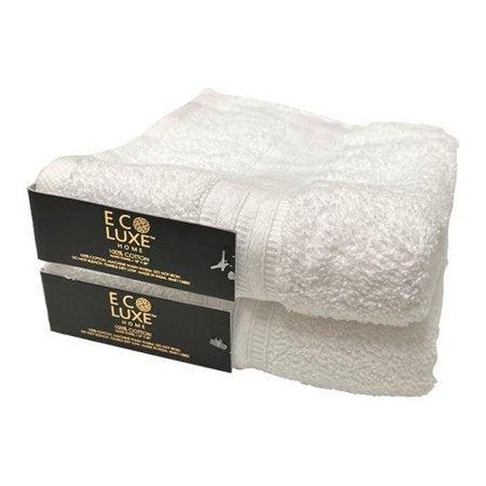 Luxe Performance Cotton Hand Towels (2-Pack, 18x28 Inches, White) - Durable, Super Soft, Highly Absorbent