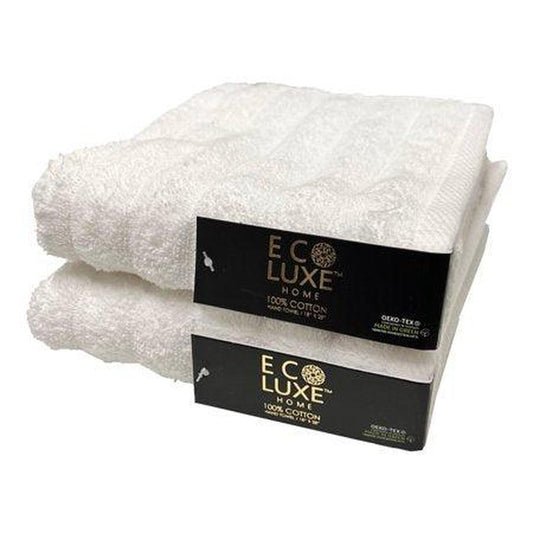 ECO LUXE HAND TOWEL 18” x 28”  - RIBBED - WHITE