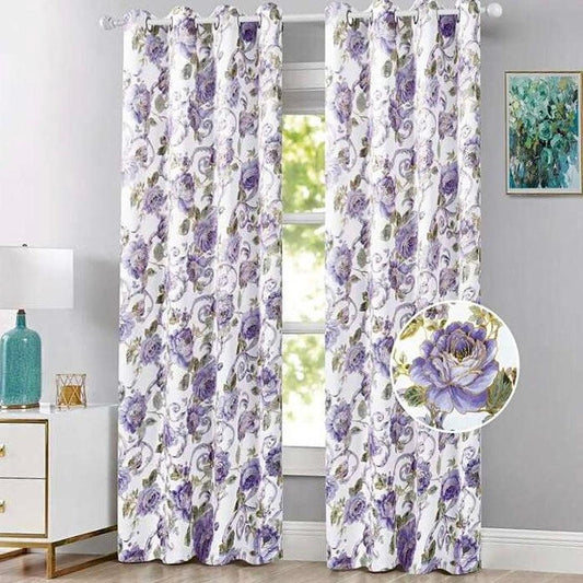 Larisa Blackout Printed Grommet Panels - Set of 2 | 54" x 84” | Floral Purple Elegance for Stylish Windows