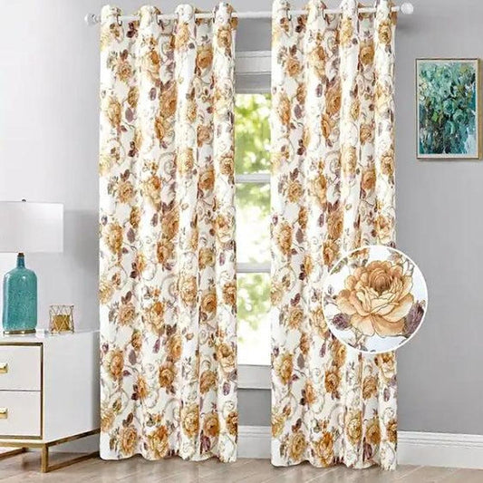 Larisa Blackout Printed Grommet Panels - Set of 2 | 54" x 84” | Floral Gold Elegance for Stylish Windows