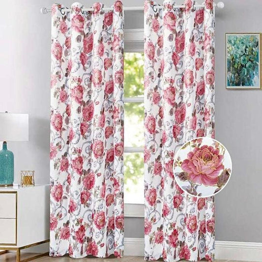 Larisa Blackout Printed Grommet Panels - Set of 2 | 54" x 84” | Floral Rose Elegance for Stylish Windows