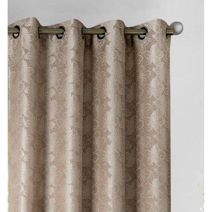 Jolene Taupe Floral Jacquard Grommet Panel - 54x84 Inches