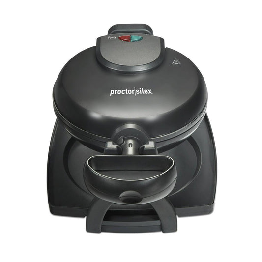 Proctor Silex Flip Belgian Waffle Maker with Non-Stick Plates, Removable Drip Tray, Stainless Steel, 26090