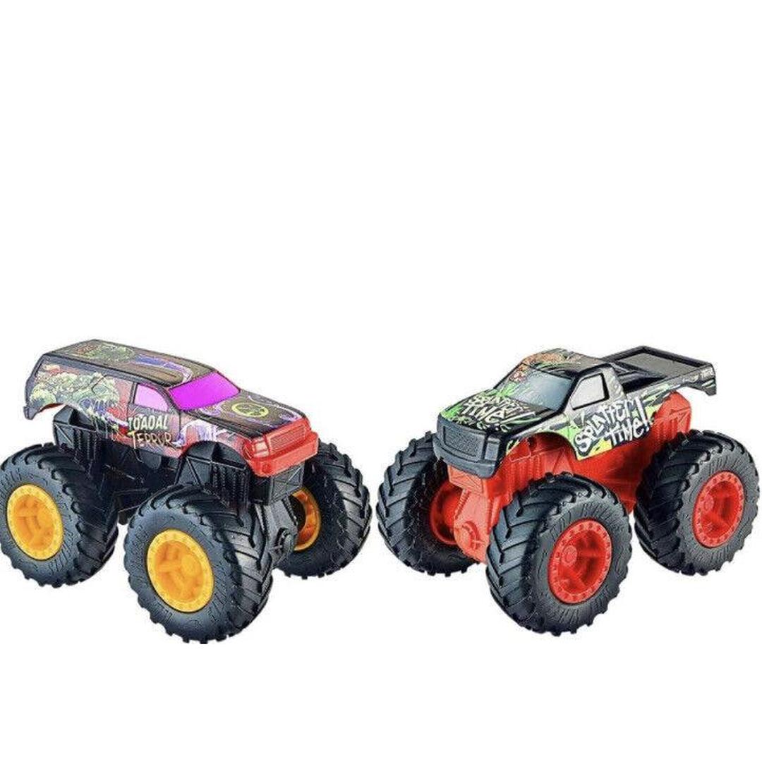 Hot Wheels Dueling Doubles Monster Trucks Toadal Terror Splatter Time NEW 1:43