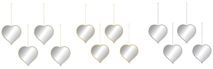 HEART ON A STRING 4PC 10IN MIRROR SET W. METAL CHAIN - SIZE: 4 - 10" Mirrors