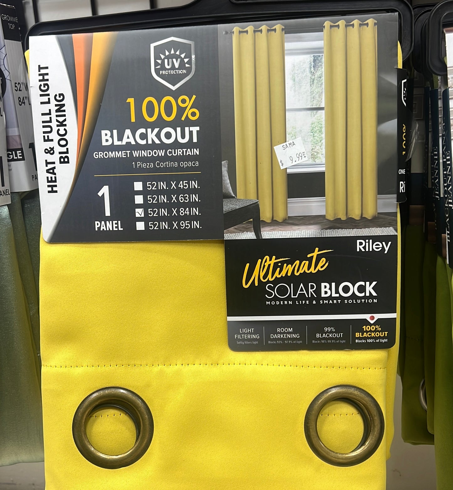 Riley 100% Blackout Grommet Panels 84" Yellow