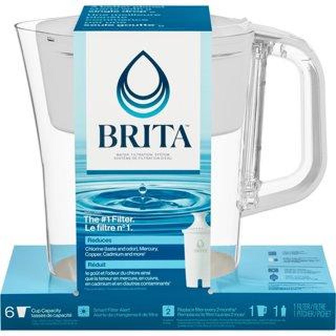 Brita Small 6 Cup Red Denali Water Filter Pitcher with 1 Brita Standard Filter