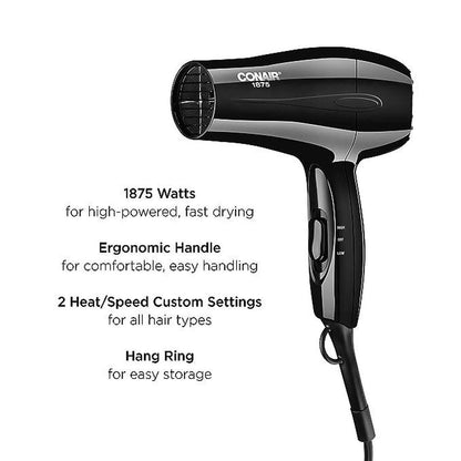 Conair Hair Dryer, 1875W Mid-Size Hair Dryer