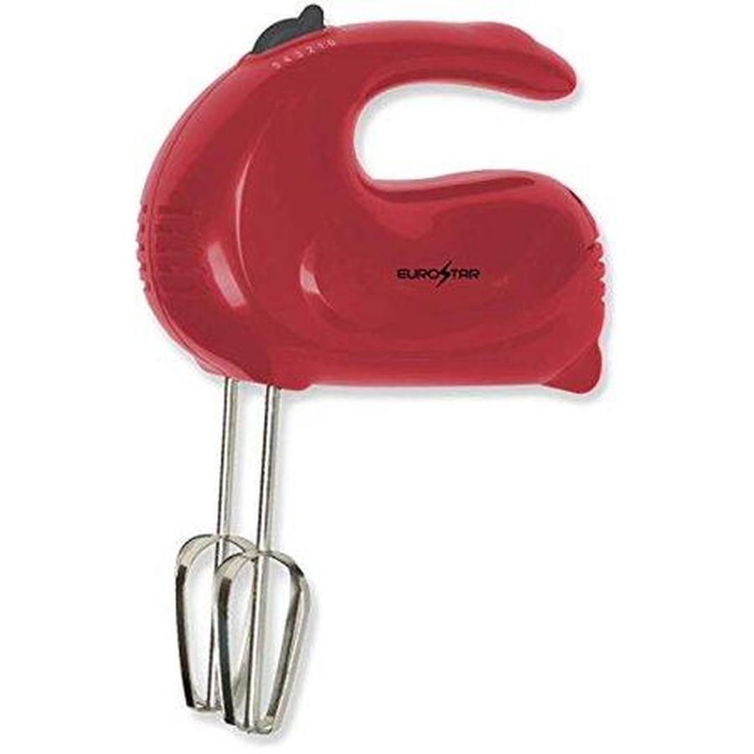 EUROSTAR 5-Speed Hand Mixer with Stainless Steel Beaters (Red)