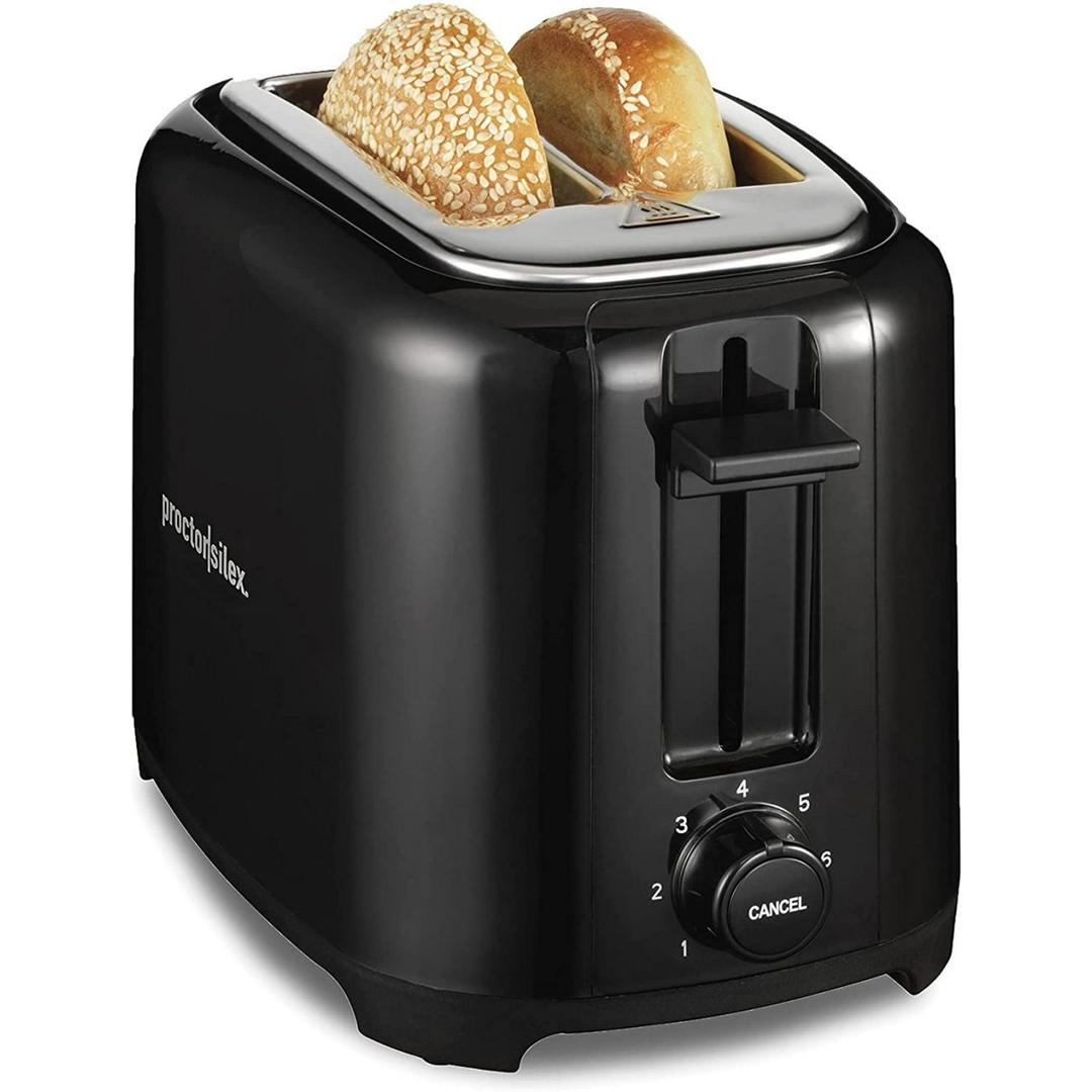 Proctor Silex 22215PS 2-Slice Extra-Wide Slot Toaster with Cool Wall, Shade Selector, Toast Boost, Auto Shut-Off and Cancel Button, Black, Discontinued