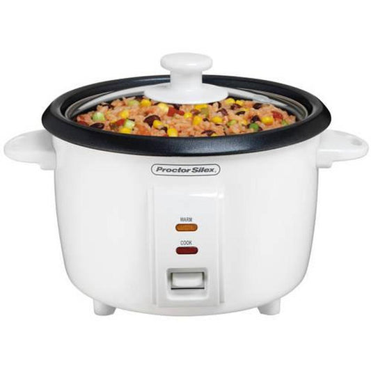 Proctor Silex Rice Cooker & Food Steamer, 8 Cups Cooked (4 Cups Uncooked), White (37534NR)