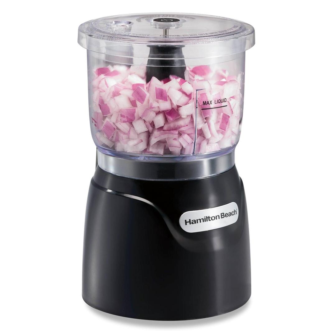 Hamilton Beach Electric Vegetable Chopper & Mini Food Processor, 3 Cup, Stack and Press, Dicing, Mincing, and Puree, Black 72850
