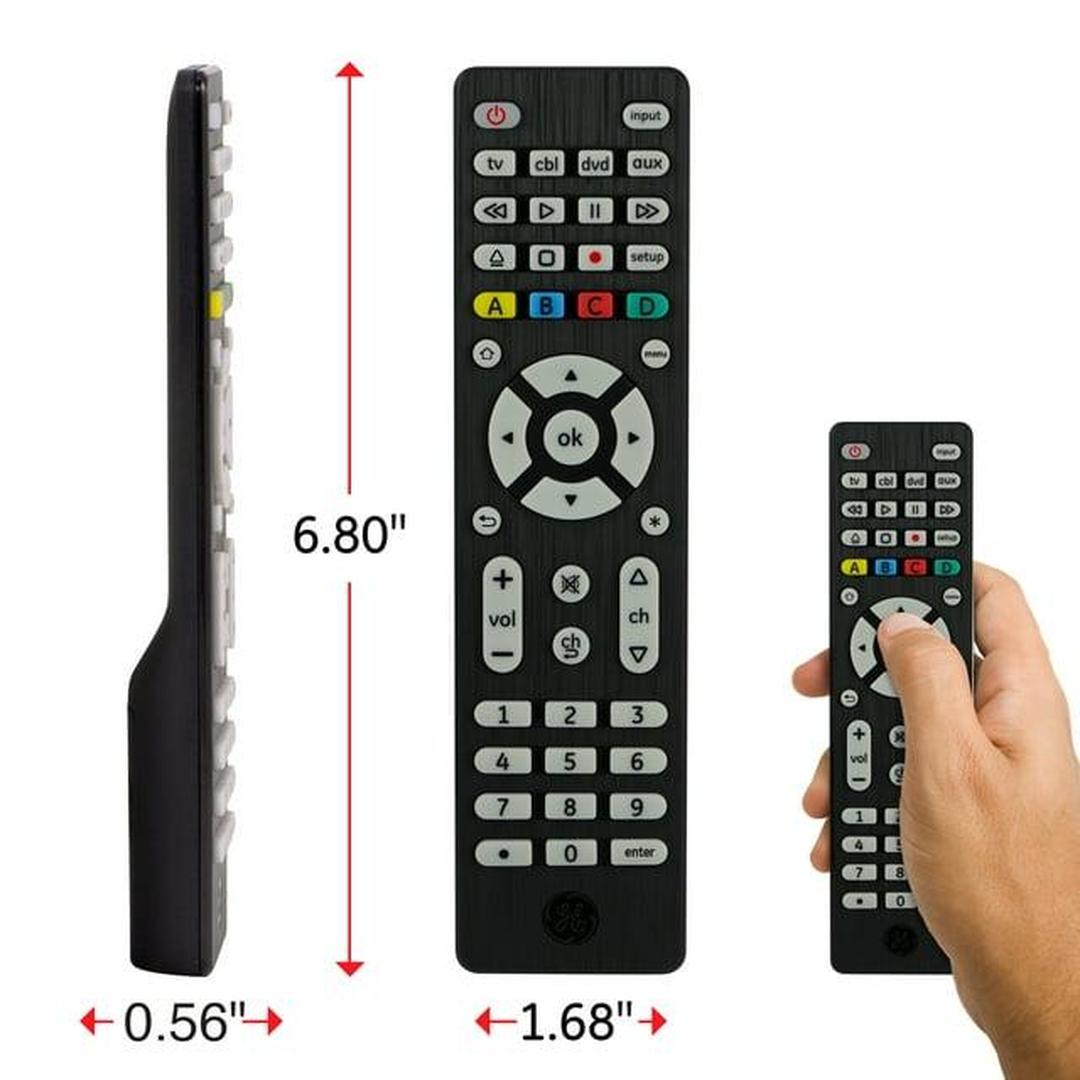GE 4-Device Universal TV Remote Control in Black, 34457