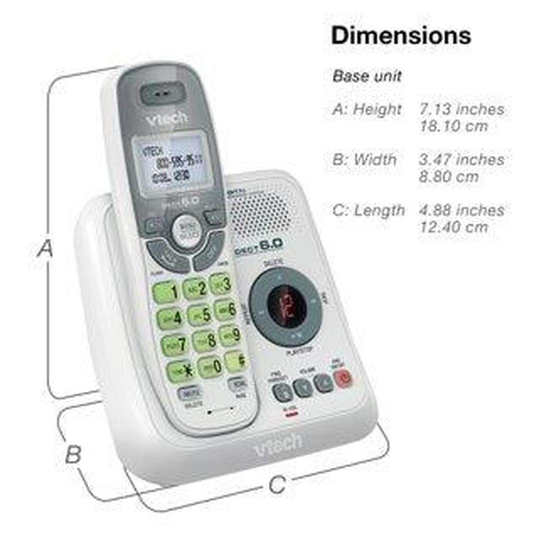 VTech CS6124 DECT 6.0 Cordless Phone with Answering System and Caller ID/Call Waiting, White