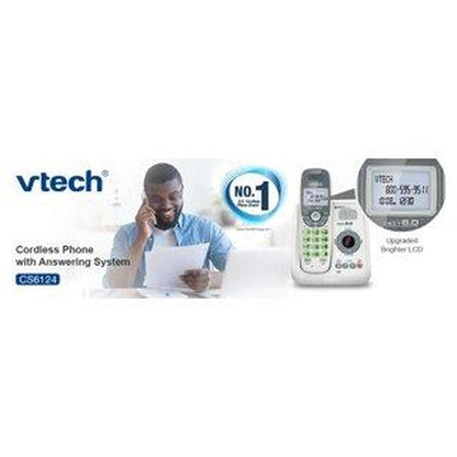 VTech CS6124 DECT 6.0 Cordless Phone with Answering System and Caller ID/Call Waiting, White