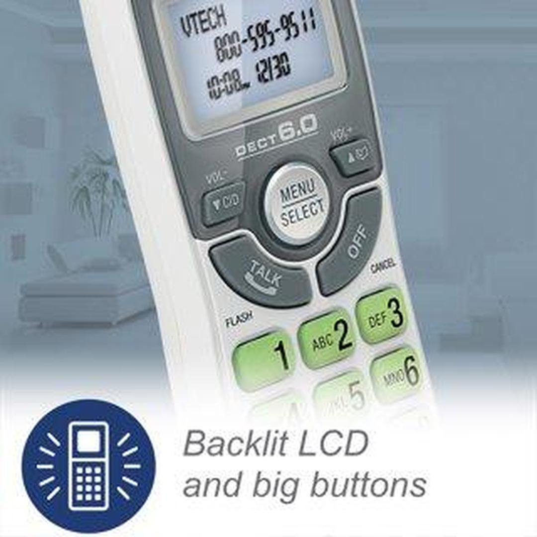 VTech CS6124 DECT 6.0 Cordless Phone with Answering System and Caller ID/Call Waiting, White