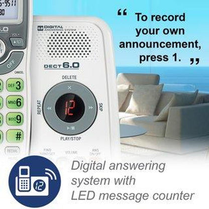 VTech CS6124 DECT 6.0 Cordless Phone with Answering System and Caller ID/Call Waiting, White