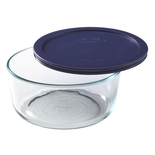 Pyrex Simply Store 7-Cup Round Glass Food Storage Dish,Blue