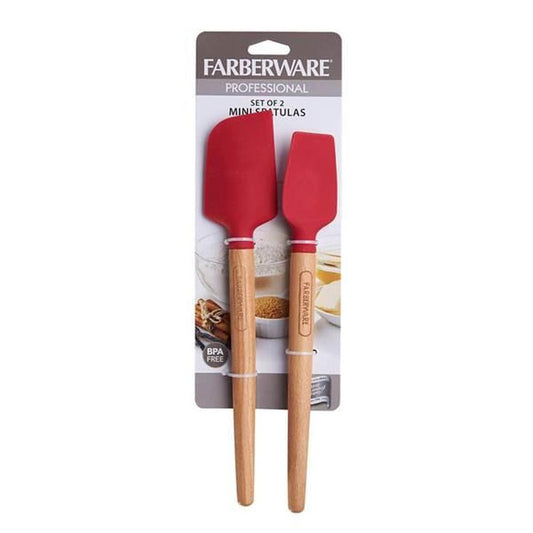 Farberware Professional Red Mini Beech Wood Handle Spatula Set