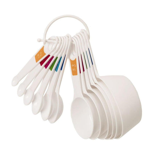 Lifetime Brands Farberware MEASURING SPOON & CUP SET Plastic White Ring 5216060