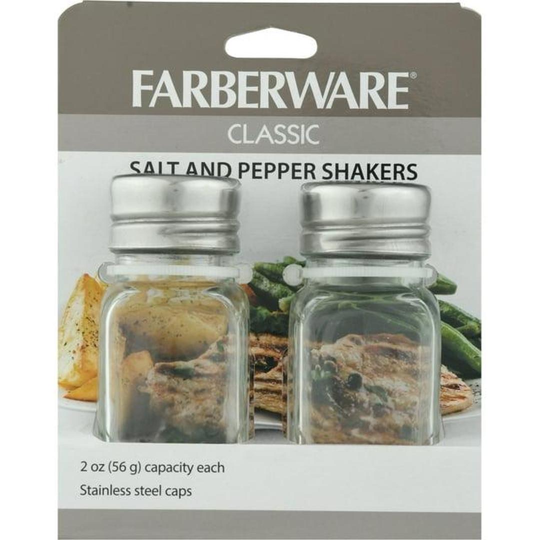 Farberware Clear Glass/Stainless Steel Salt and Pepper Shakers