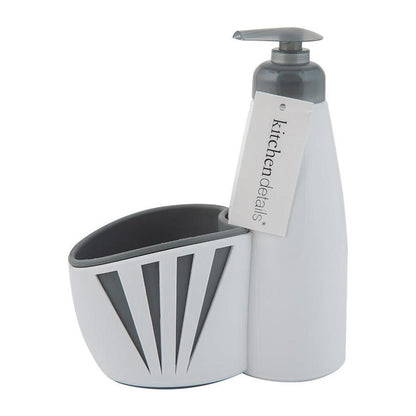 Soap Dispenser & Sponge Holder 2 in 1- white base with grey
