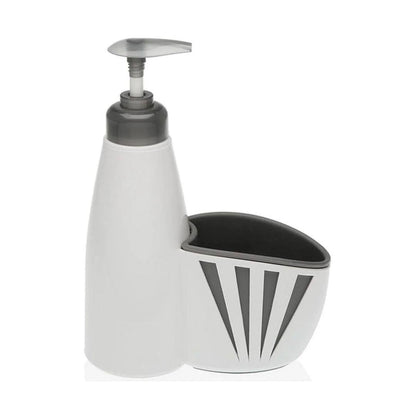 Soap Dispenser & Sponge Holder 2 in 1- white base with grey