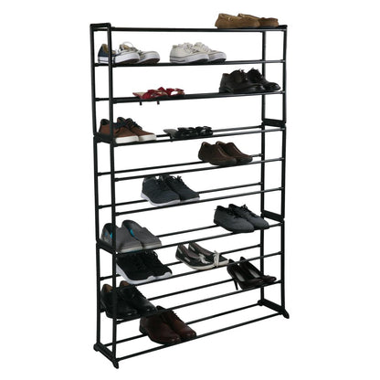 Simplify 10 Tier 50 Pair Shoe Organizer Rack in Black