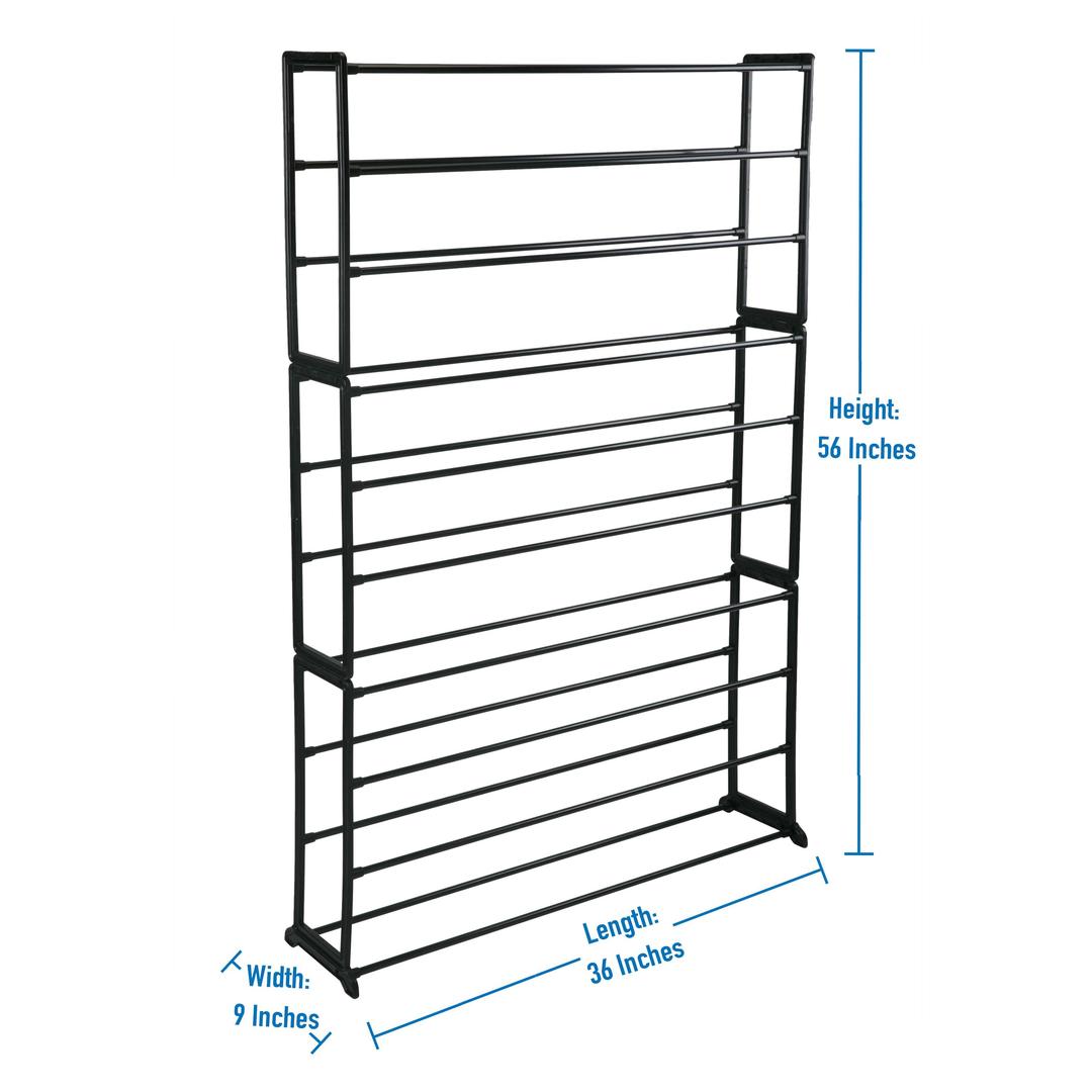 Simplify 10 Tier 50 Pair Shoe Organizer Rack in Black