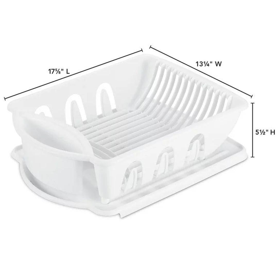 STERILITE 2-Piece Large Sink Set Dish Rack Drainer, White