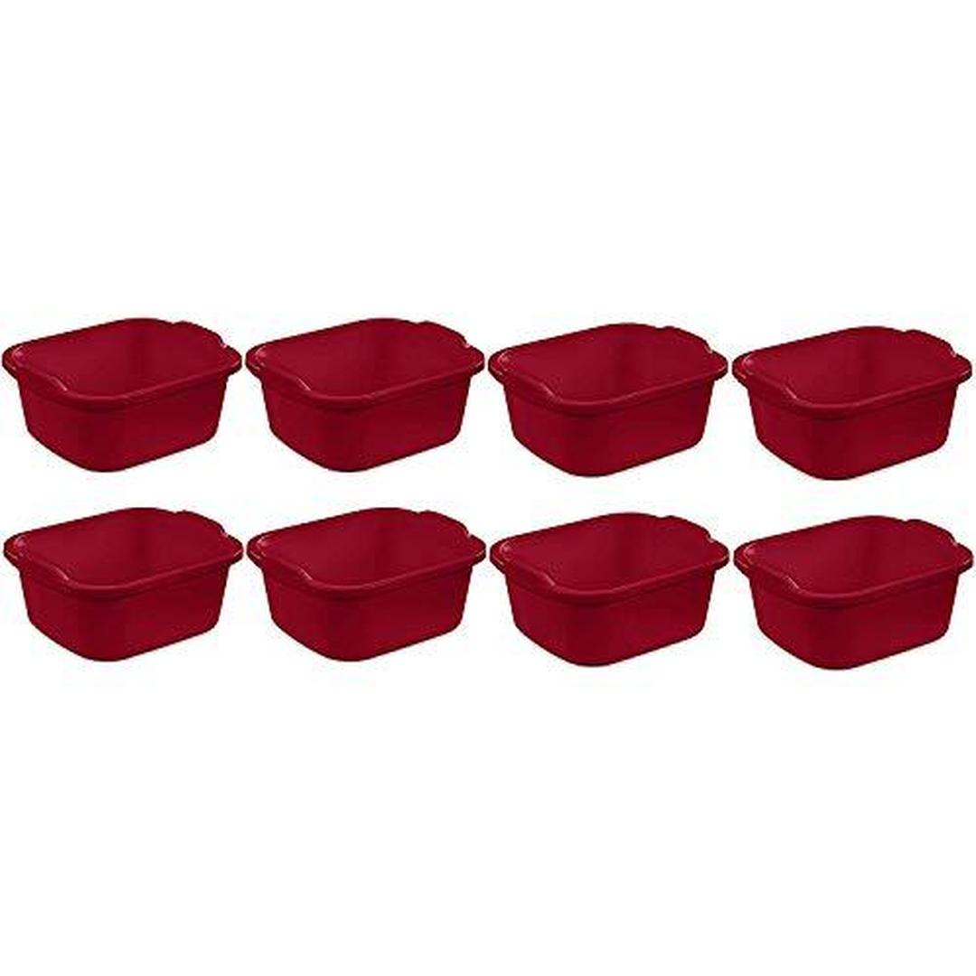 Sterilite Convenient Extra Large Multi-Functional Home 12-Quart Standard Sink Dish Washing Storage Pan, Red