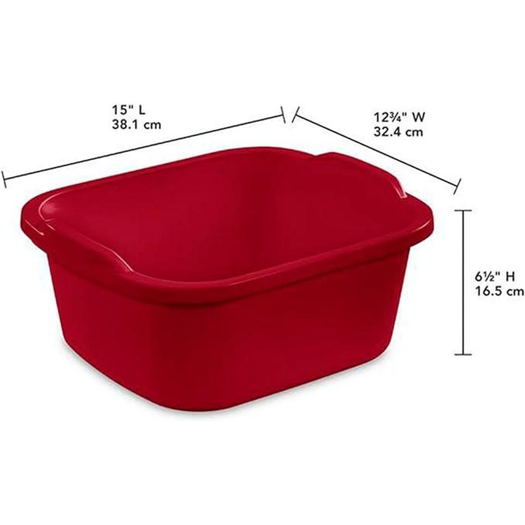 Sterilite Convenient Extra Large Multi-Functional Home 12-Quart Standard Sink Dish Washing Storage Pan, Red