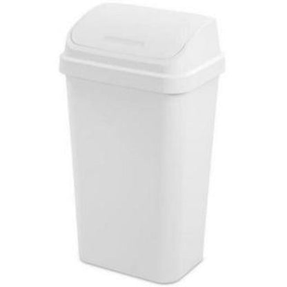 Sterilite 13 Gal. Swing Top Wastebasket Plastic, White, Set of 4