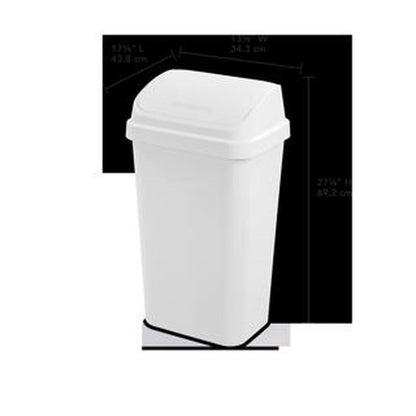 Sterilite 13 Gal. Swing Top Wastebasket Plastic, White, Set of 4