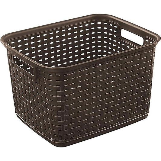 Sterilite Tall Plastic Weave Storage Basket, Brown