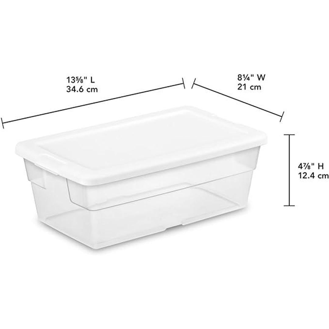 Sterilite 6 Qt Storage Box, Stackable Bin with Lid, Plastic Container