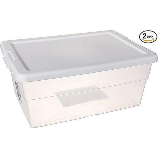 Sterilite 16 Quart Basic Clear Storage Box with White Lid