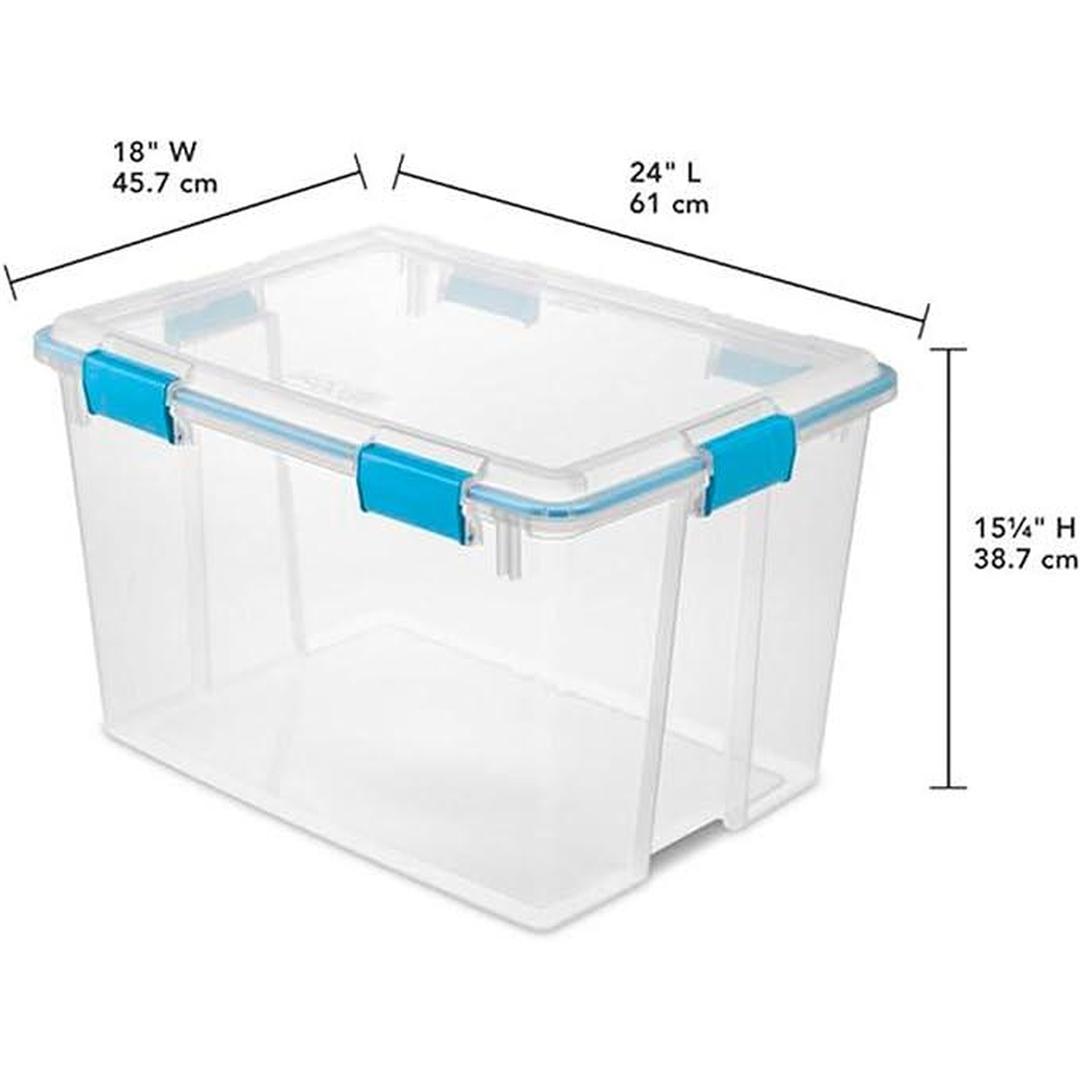 Sterilite 80 Qt Gasket Box, Stackable Storage Bin with Latching Lid and Tight Seal