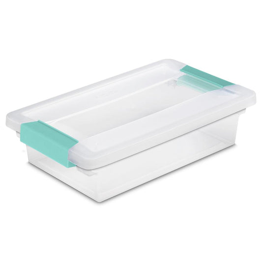 Sterilite 3 Qt. Plastic Small File Clip Box Storage Tote Container in Clear with Lid