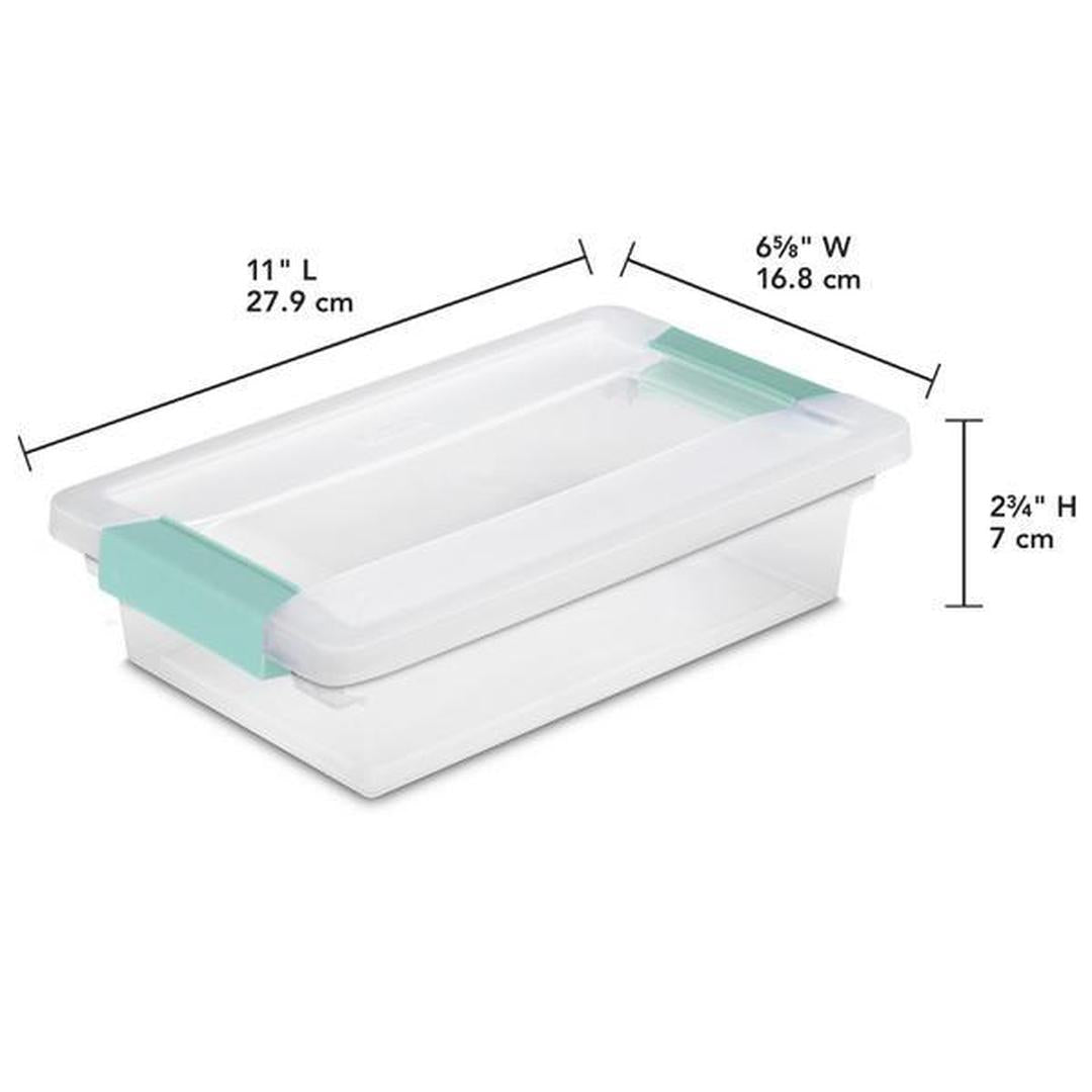 Sterilite 3 Qt. Plastic Small File Clip Box Storage Tote Container in Clear with Lid