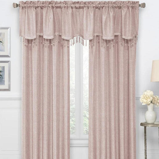 Gina Metallic Rod Pocket Window Panel and Valance Treatments, Rose