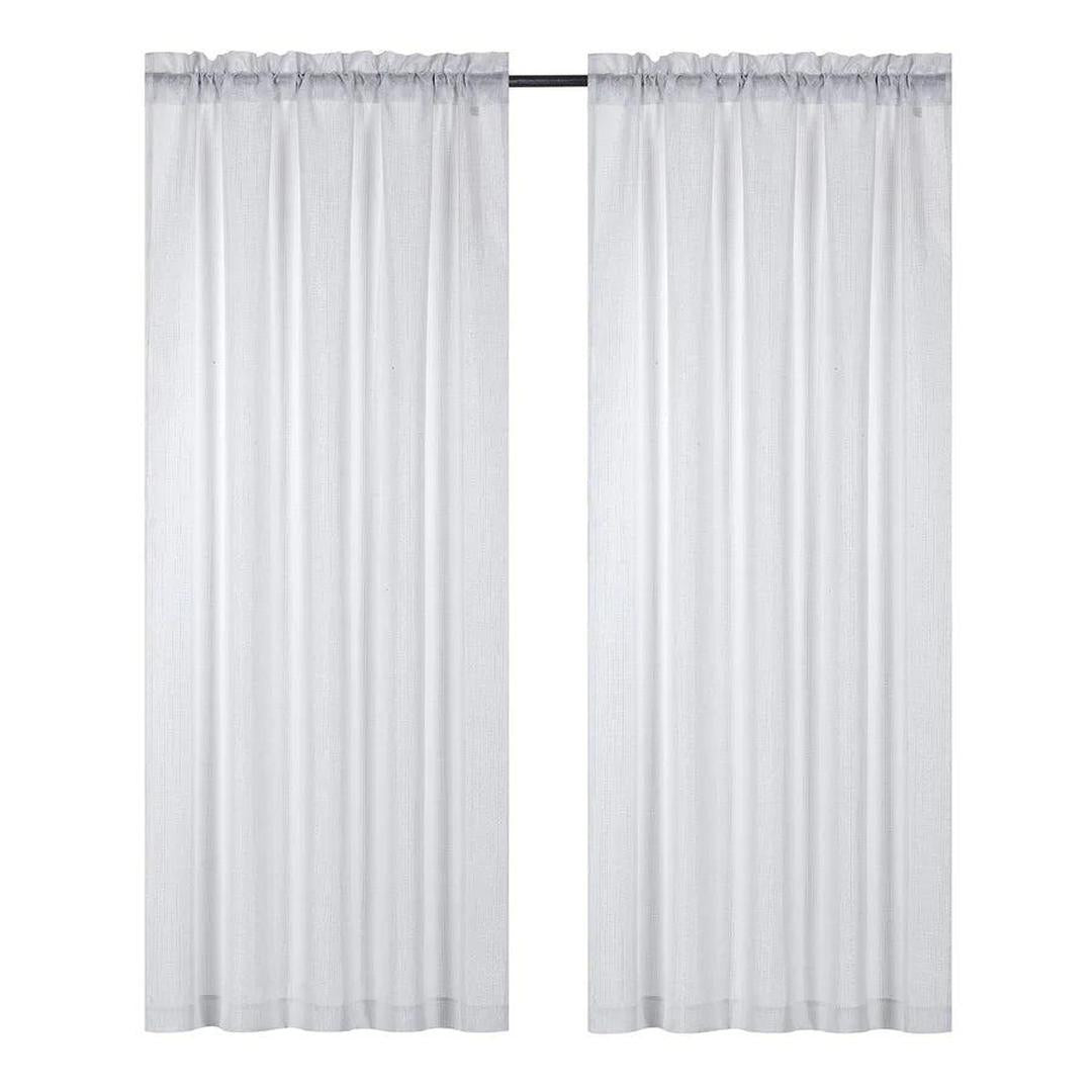Gina Metallic Jacquard Rod Pocket Curtain Panel White
