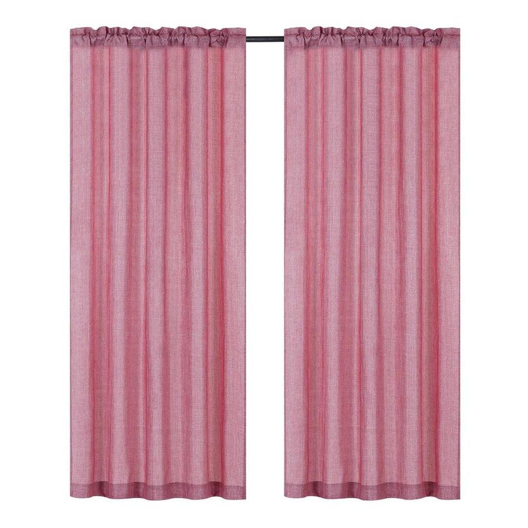 Gina Metallic Jacquard Rod Pocket Curtain Panels, Red