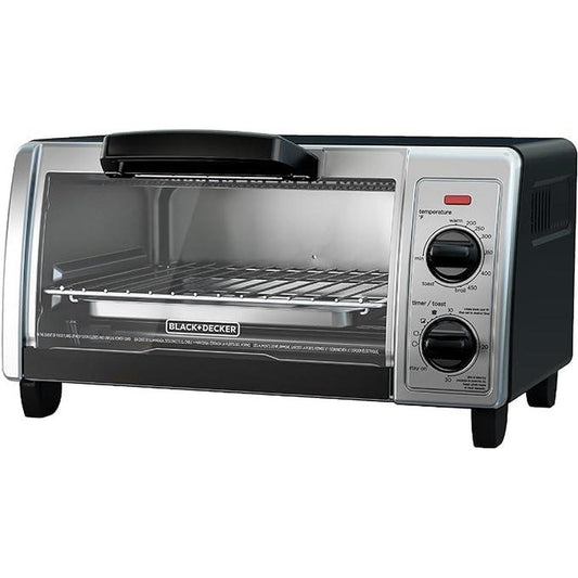 BLACK+DECKER 4-Slice Toaster Oven with Easy Controls, Stainless Steel