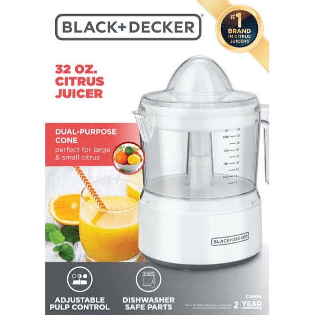 BLACK+DECKER 32oz Citrus Juicer with Self-reversing Cone, White