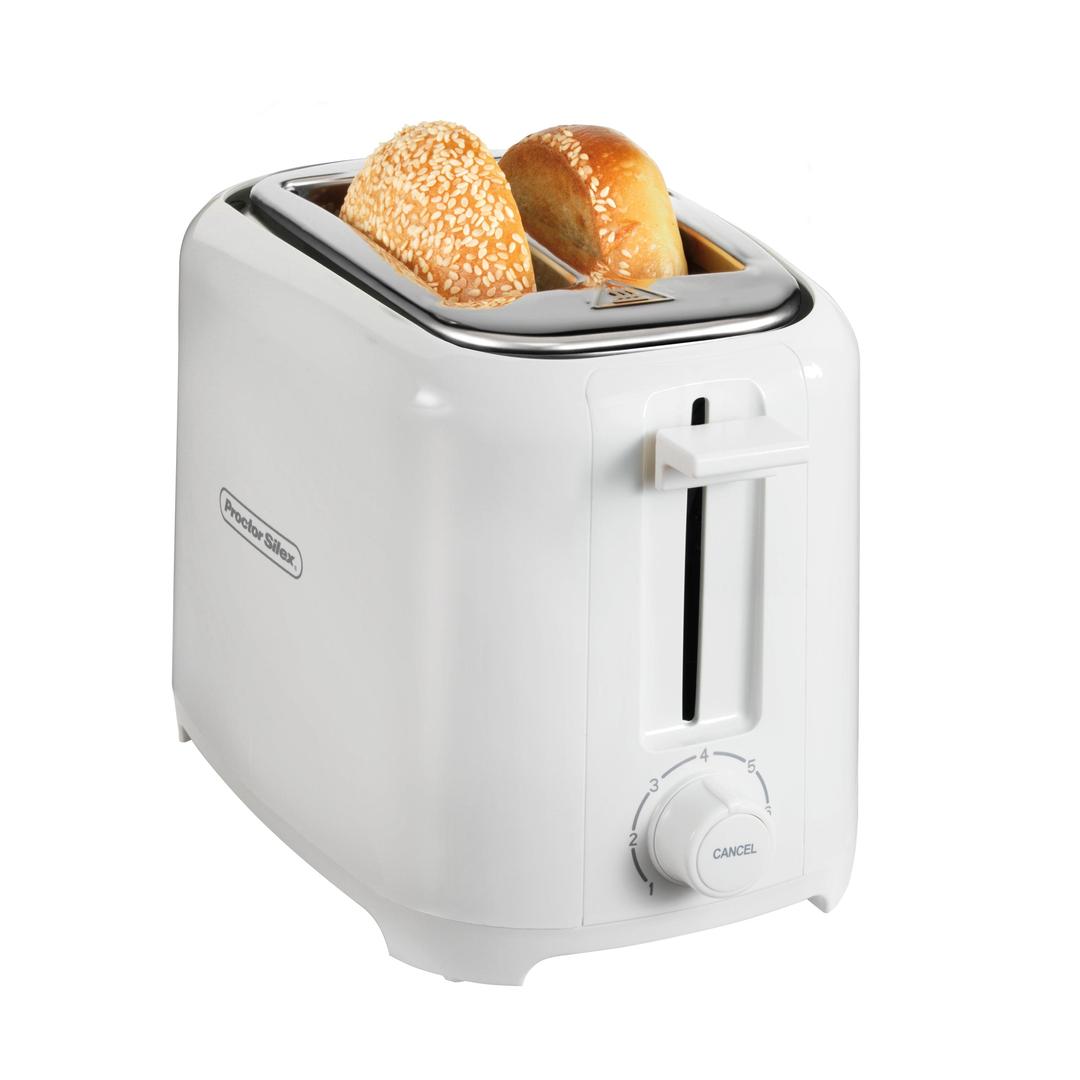 Proctor Silex 2 Slice Toaster, Wide-Slots, Shade Selector, Toast Boost, Auto Shut-off and Cancel Button, White, 22216